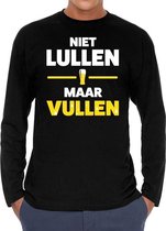 Niet lullen maar vullen long sleeve t-shirt zwart voor heren S