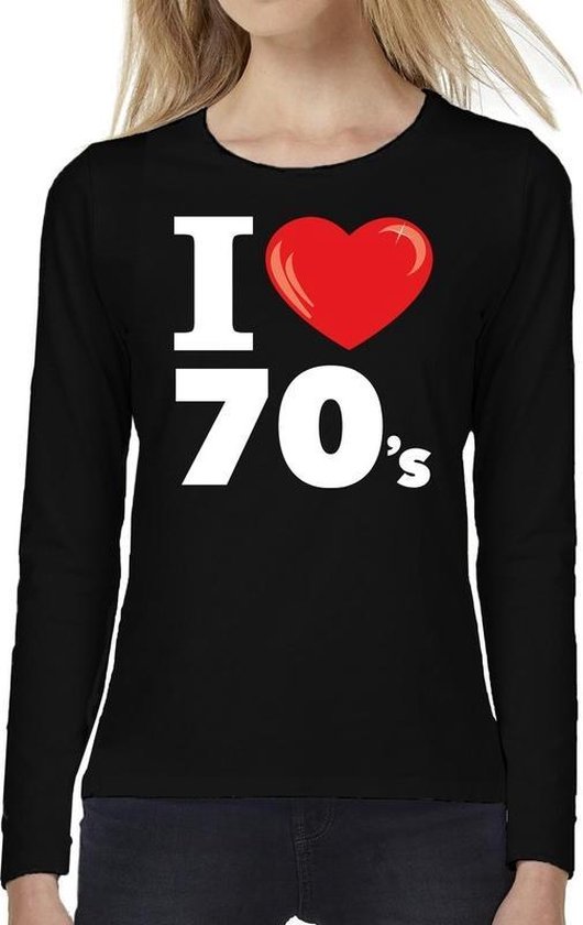 I love 70s long sleeve t-shirt zwart 