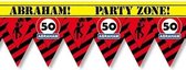 50 Abraham party tape/markeerlint waarschuwing 12 meter - VerAbrahamdag afzetlinten/markeerlinten feestartikelen