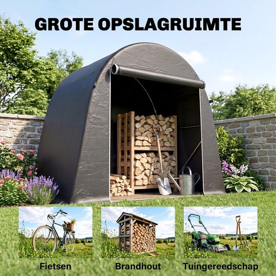 Outsunny Garden Storage Tent-Kunststof, gegalvaniseerd staal-245L x 120B x 200H cm-Donkergrijs van Merkloos — afbeelding 4