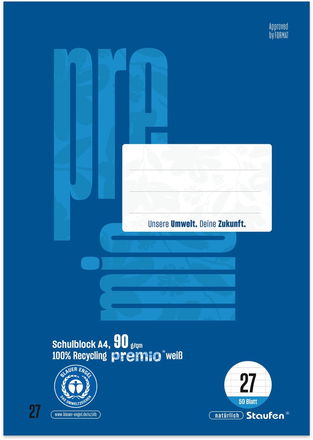 A4 Schoolnotitieboek, 5 Notitieblokken, 50 Vellen per Blok, Gerecycled Papier