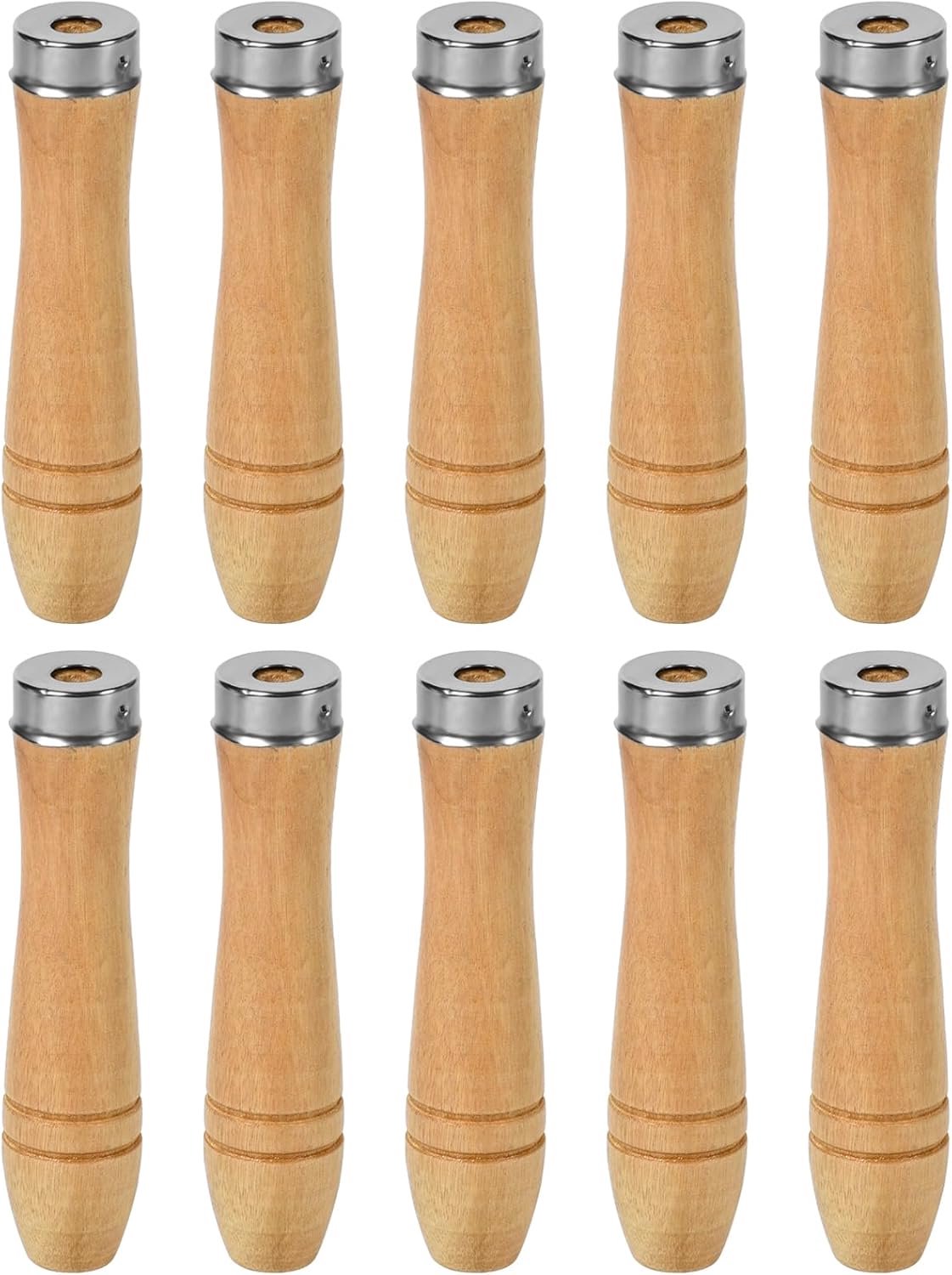Vijlgrepen 110 mm - houten met metalen veiligheidsringen - ergonomisch ontwerp - duurzame reservegreep - 10 stuks - m-winkel