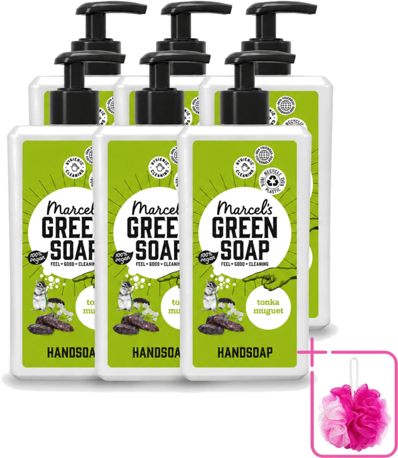 6 x Marcel's Green Soap - Handzeep - Tonka & Muguet - Zachte verzorging - 500 ml - Bulkverpakking - Handzeep - Douchemop - Natuurlijke handzeep