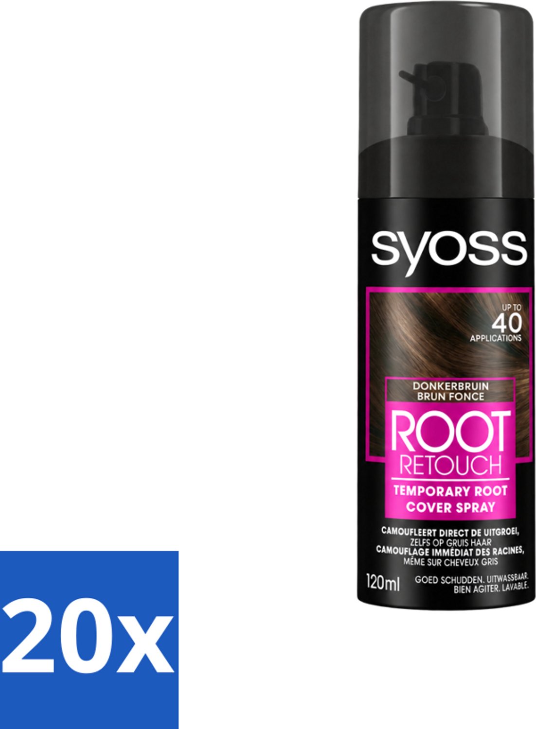 20 x SYOSS - Uitgroeispray Donker Bruin - Snelle Tussenoplossing voor Uitgroei - Voordeelverpakking - 20 stuks