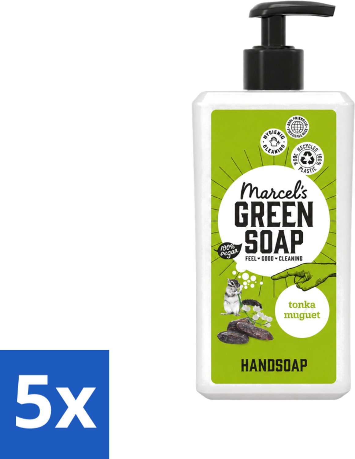 5 x Marcel's Green Soap - Handzeep - Tonka & Muguet - Zachte verzorging - 500 ml - Voordeelverpakking - 5 stuks