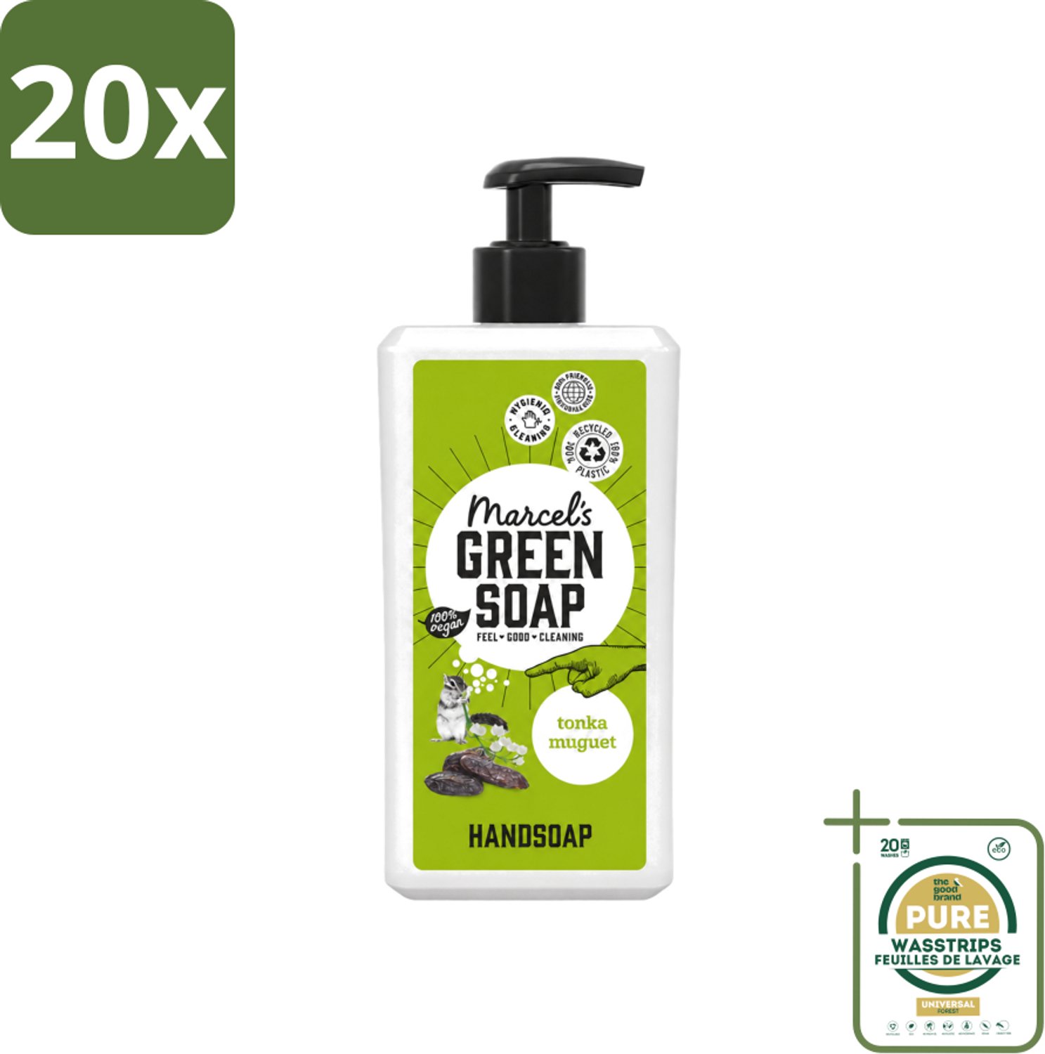 20 x Marcel's Green Soap - Handzeep - Tonka & Muguet - Zachte verzorging - 500 ml - Wasstrips - Handzeep - Natuurlijke Handzeep - Zachte Handzeep - Handzeep Tonka Muguet - Handzeep 500 Ml