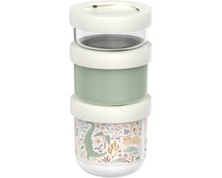 Mepal Mio Snackbox stack 3-delig Little Dutch - 550 ml - Stapel zo veel als je nodig hebt - Magnetron- en vaatwasmachinebestendig - Safari Friends