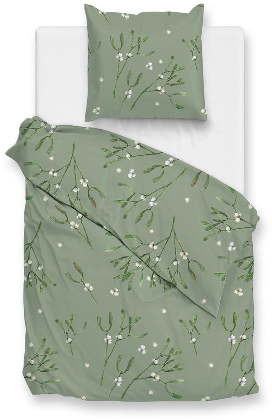 Zohome Hedra Dekbedovertrek - Groen - Lits-jumeaux - Dekbedhoes van 100% Katoen-Flanel - Bladeren - 240x220 + 2 slopen 60/70 cm - AW25 van Merkloos — afbeelding 4