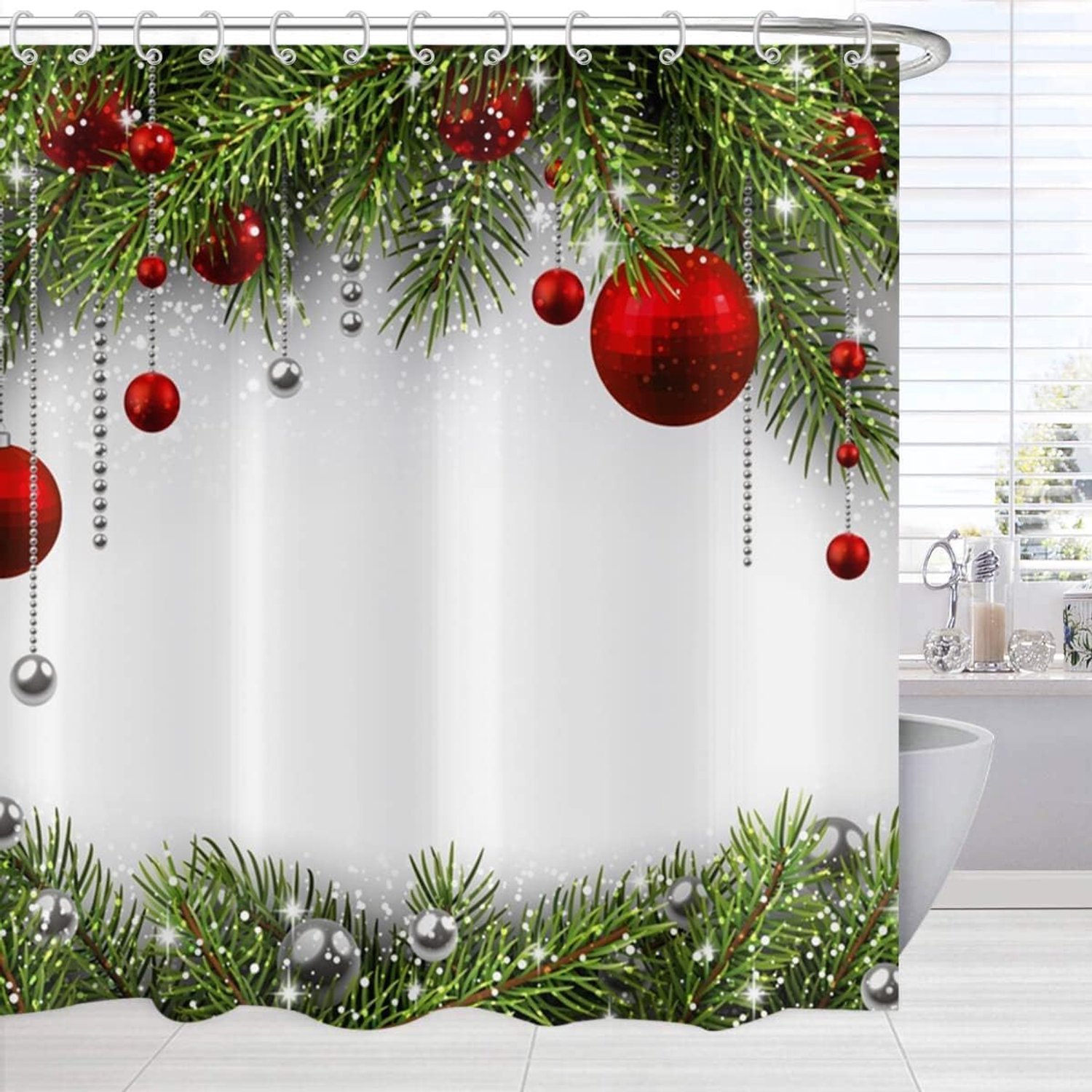 Waterdichte Kerst Douchegordijn met Klassiek Design