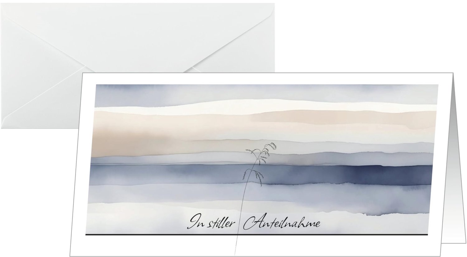 Aquarel Rouwkaarten Set van 10 met Enveloppen - Blauw