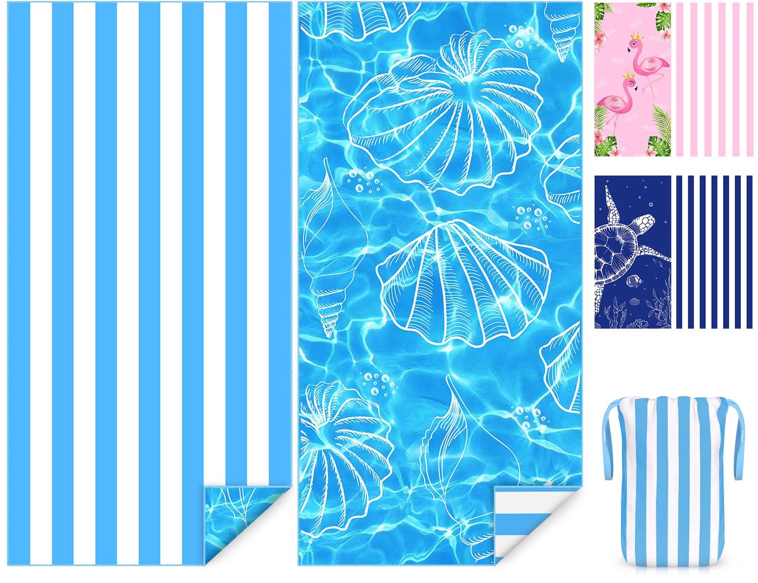 Omkeerbare Microvezel Strandhanddoek 180 x 90 cm Sneldrogend