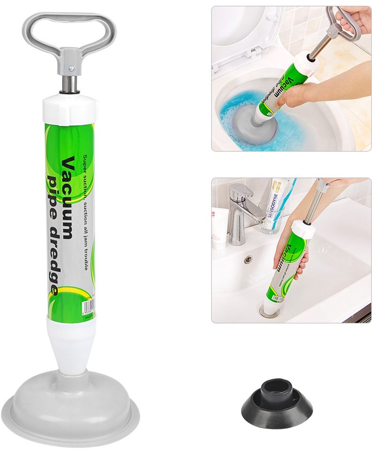 Hoge Druk Afvoerreiniger met Zuigkracht en 2 Suction Cups