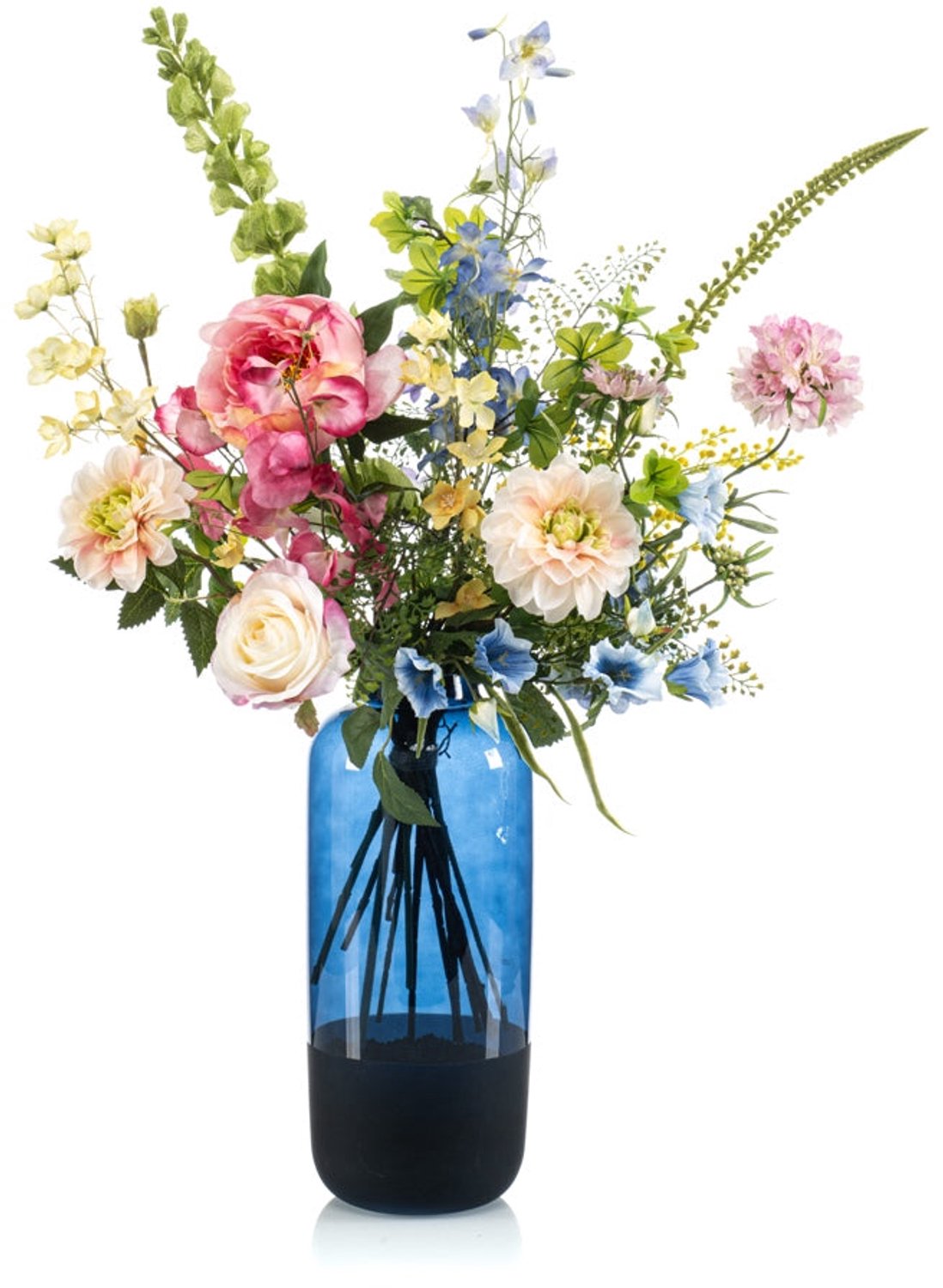Emerald Boeket Marly - 75cm hoog - Blauw - 13 stelen - Kunstboeket - Zijde boeket