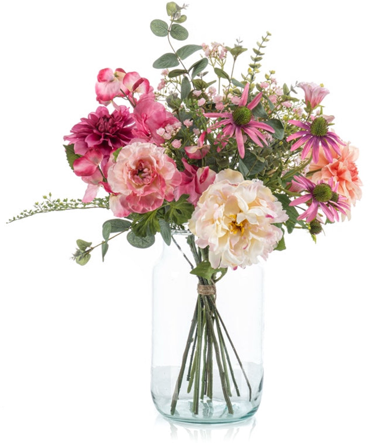 Emerald Boeket Suzy - 65cm hoog - Roze - 15 stelen - Kunstboeket - Zijde boeket