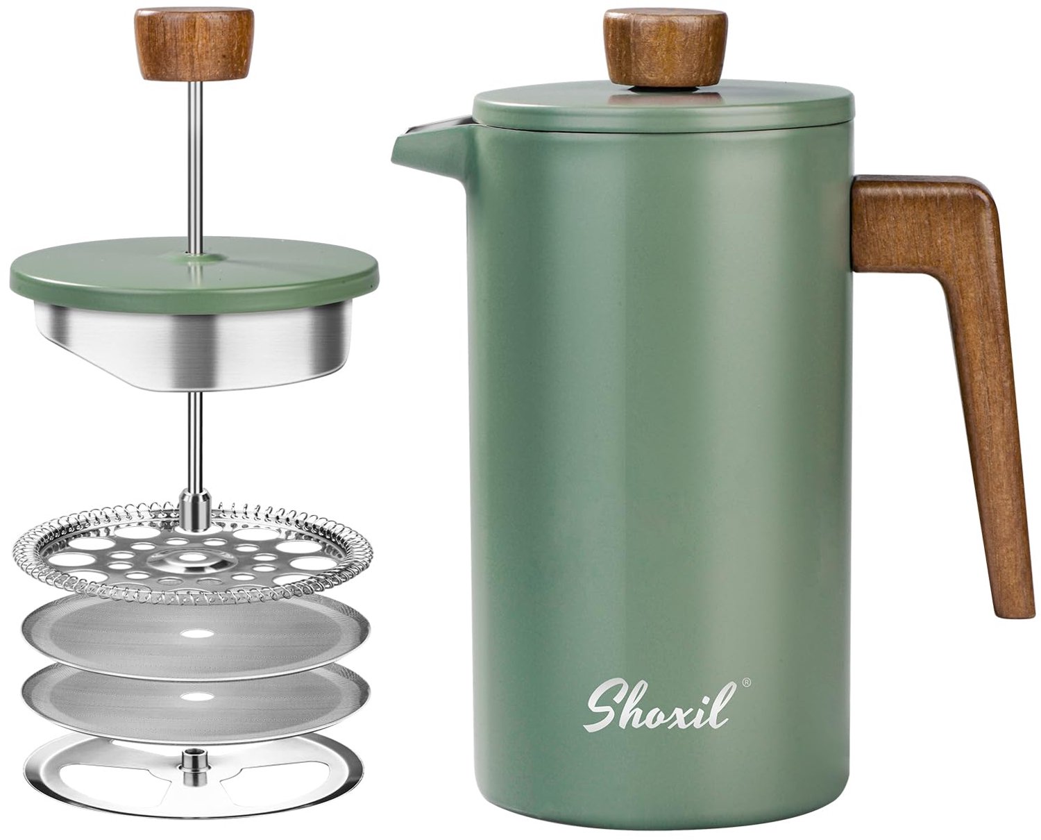 French Press Koffiemaker, 34oz - met Houten Handgreep voor Perfecte Koffie