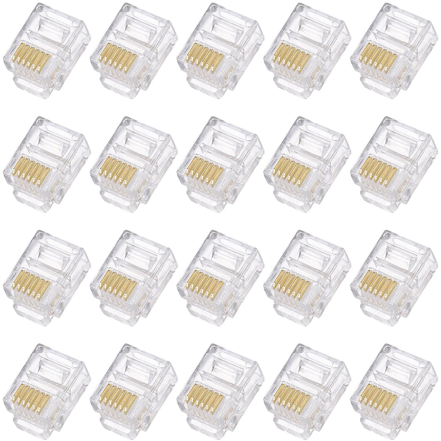 RJ11/RJ12 Plug - Telefoonconnector - Goudgeplateerde pennen - Transparant - 6P6C - Geschikt voor telefoon- en faxgebruik