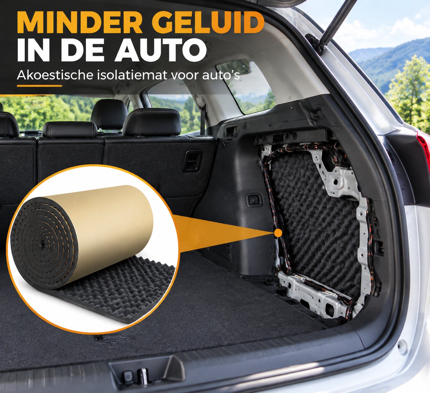 Geluidsisolatie Mat - Zelfklevend Akoestisch Schuim 100x50x2 cm, 2-laags, Waterdicht, Geluidsabsorberend, voor Auto, Studio en Kamer - 1 Stuk