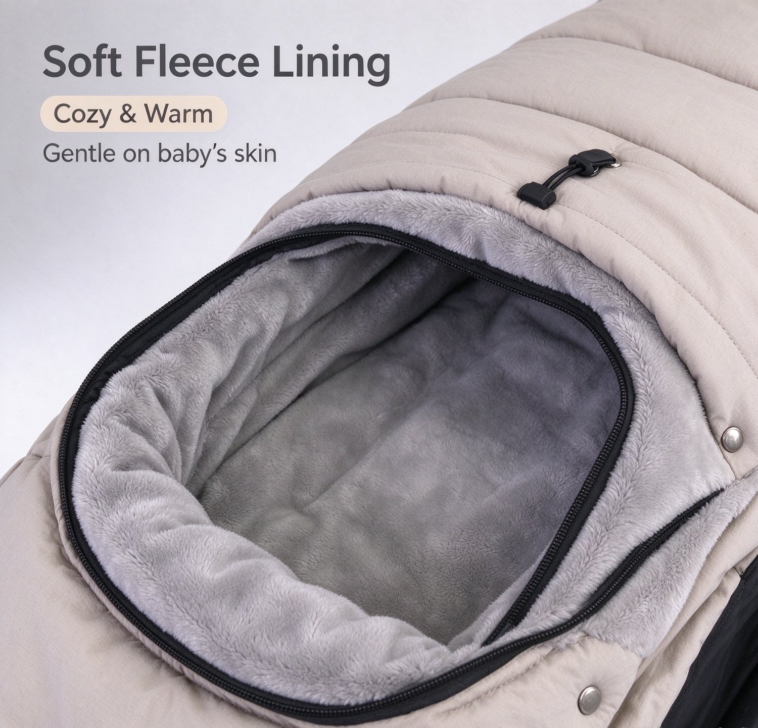 Universele voetenzak voor kinderwagens – Zachte, wind- en regenbestendige slaapzak – Warme hoes voor baby's voor de herfst/winter – Winddichte slaapzak voor pasgeborenen – Universele beschermhoes voor kinderwagens bij koud weer – grijs – foto 6