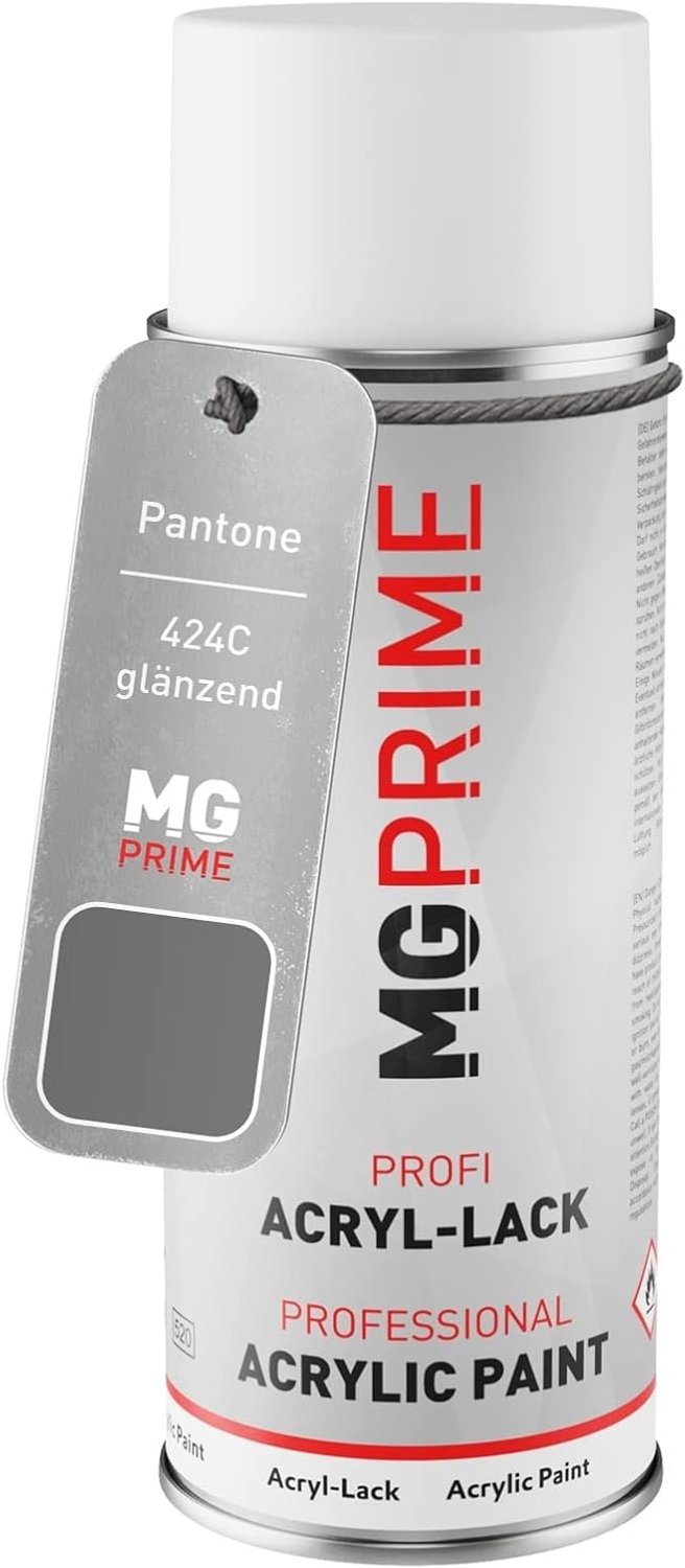 Acryllak spuitbus 400ml - Pantone 424C Grey - sneldrogend - professionele kwaliteit - m-winkel