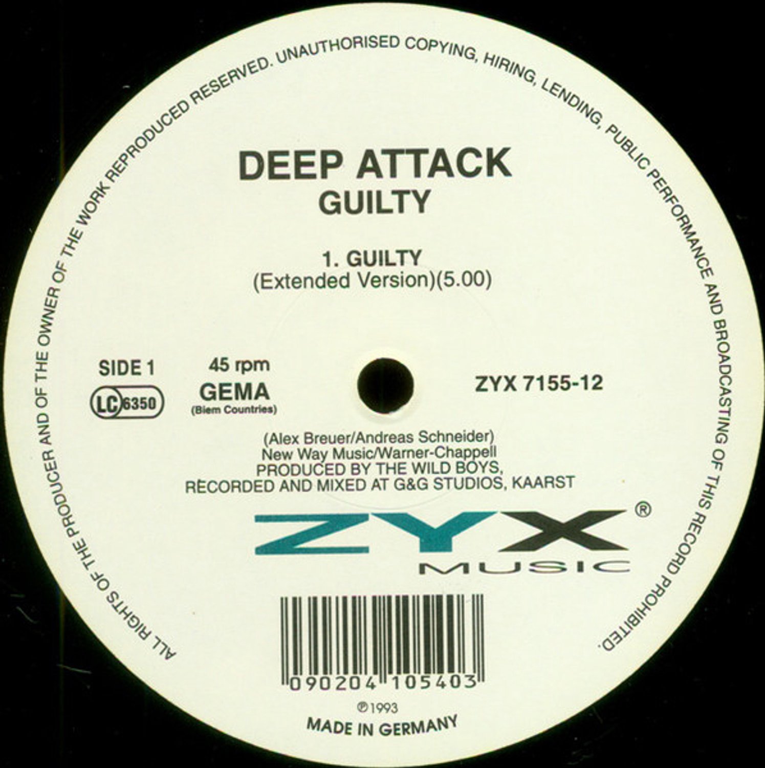 Guilty, Deep Attack | Media condition: Very Good Plus (VG+) | 12