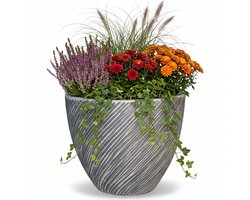 MA'AM Pottery Riley bloempot - D24xH20 - Grijs - Industriële Plantenpot - Afwateringsgat - Vorstbestendig
