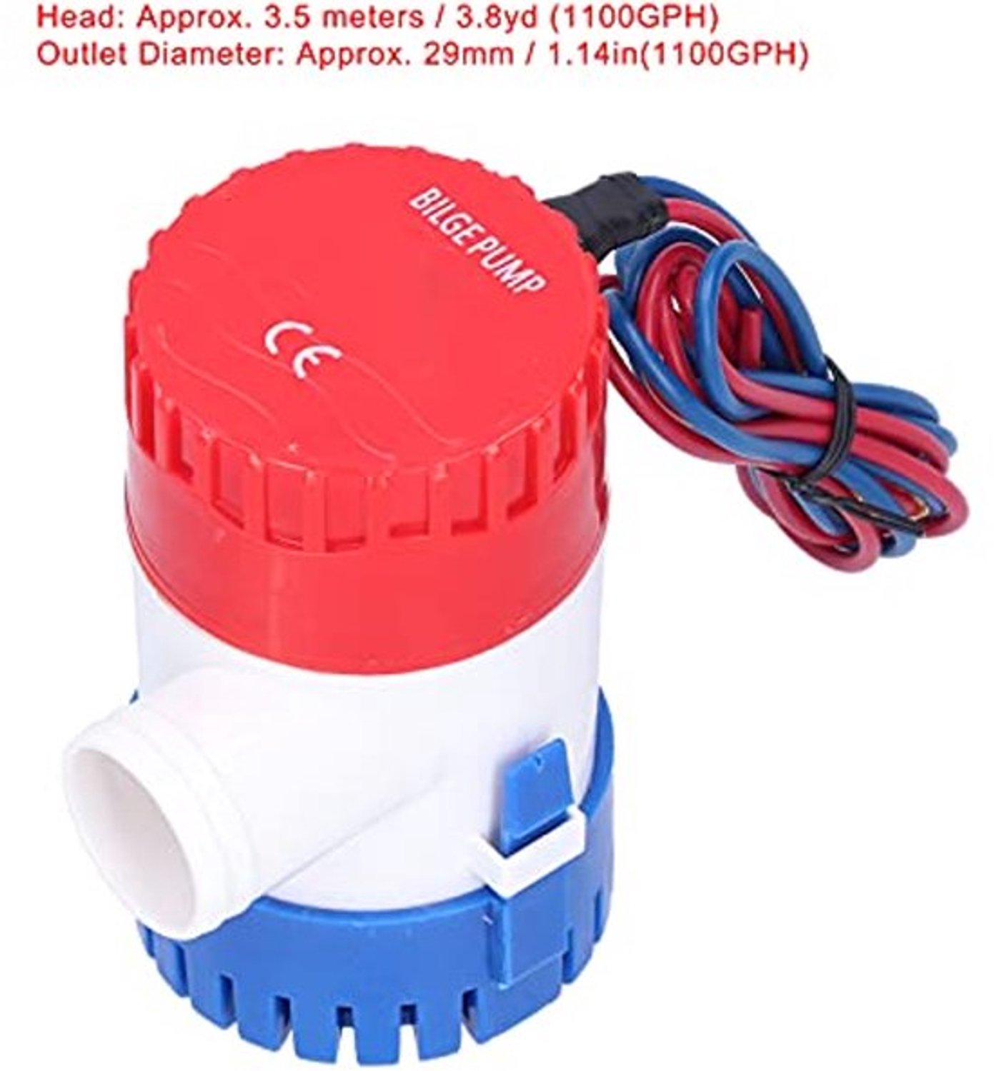 Dompelpomp Boot Bilge Waterpomp 12 V/24 V voor Boot Dompelpomp Marine Waterpomp Accessoires Marin Boat(12V 1100GPH)