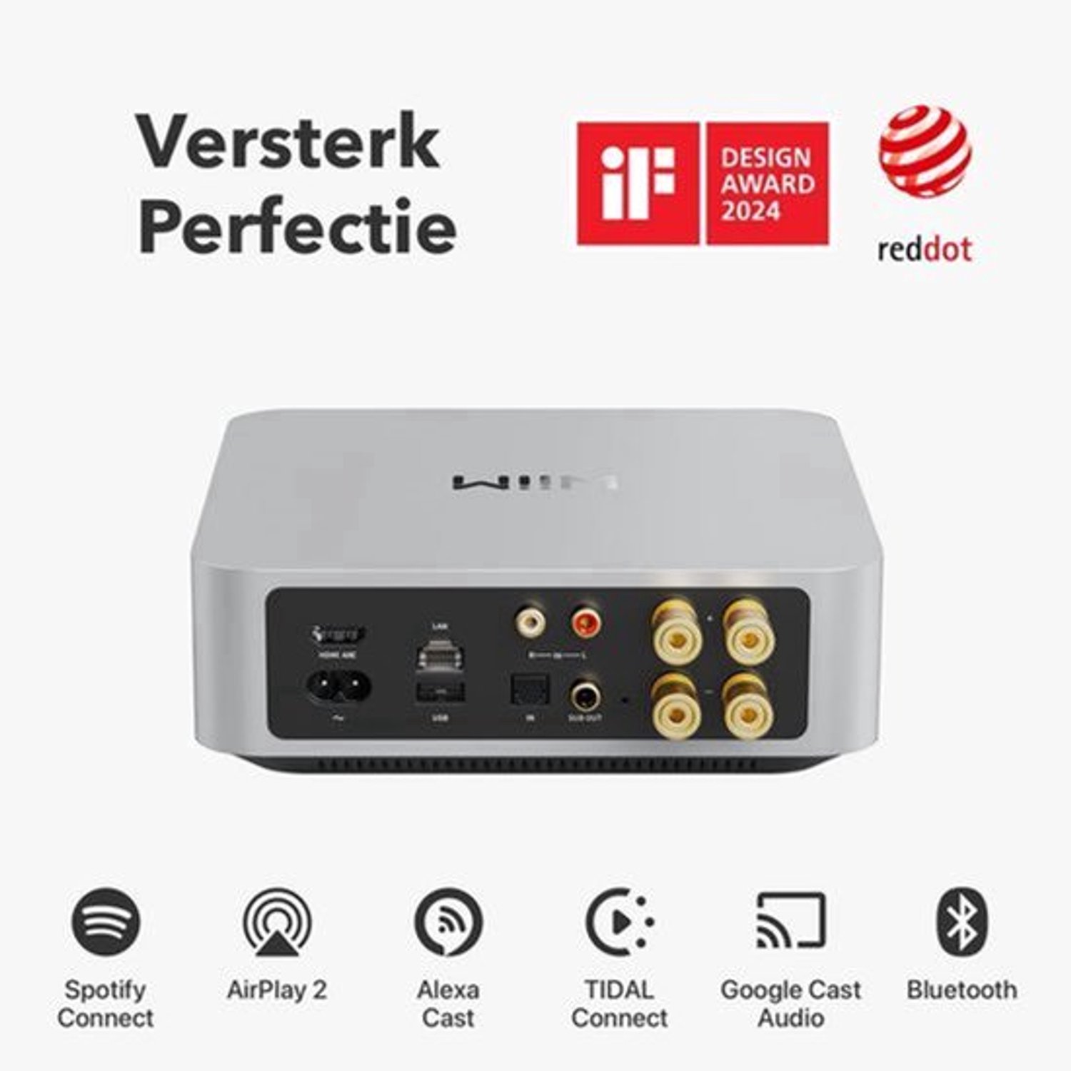 Amp Streamingversterker Voor Passieve Speakers Met HDMI ARC, Zilver