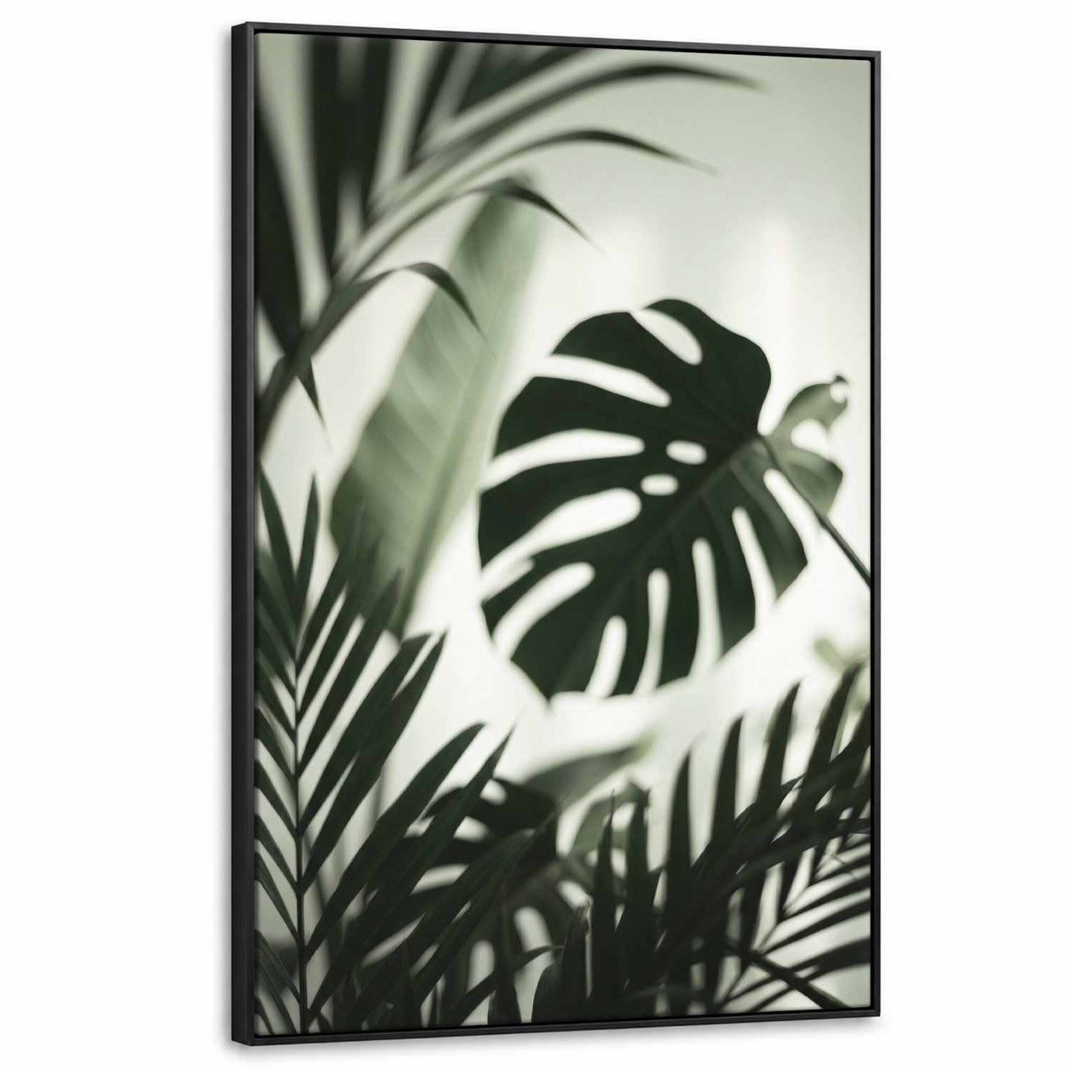 Canvas Schilderij met Baklijst - Planten - Bladeren - Natuur - Minimalistisch - Groen