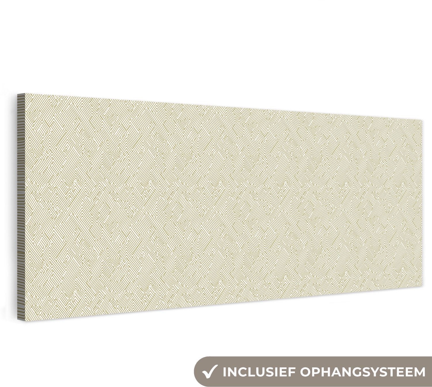Canvas schilderij 300x100 cm - Exclusieve wanddecoratie Geometrisch - Lijnen - Groen - Muurdecoratie woonkamer - Slaapkamer decoratie - Kamer accessoires - Schilderijen op canvas