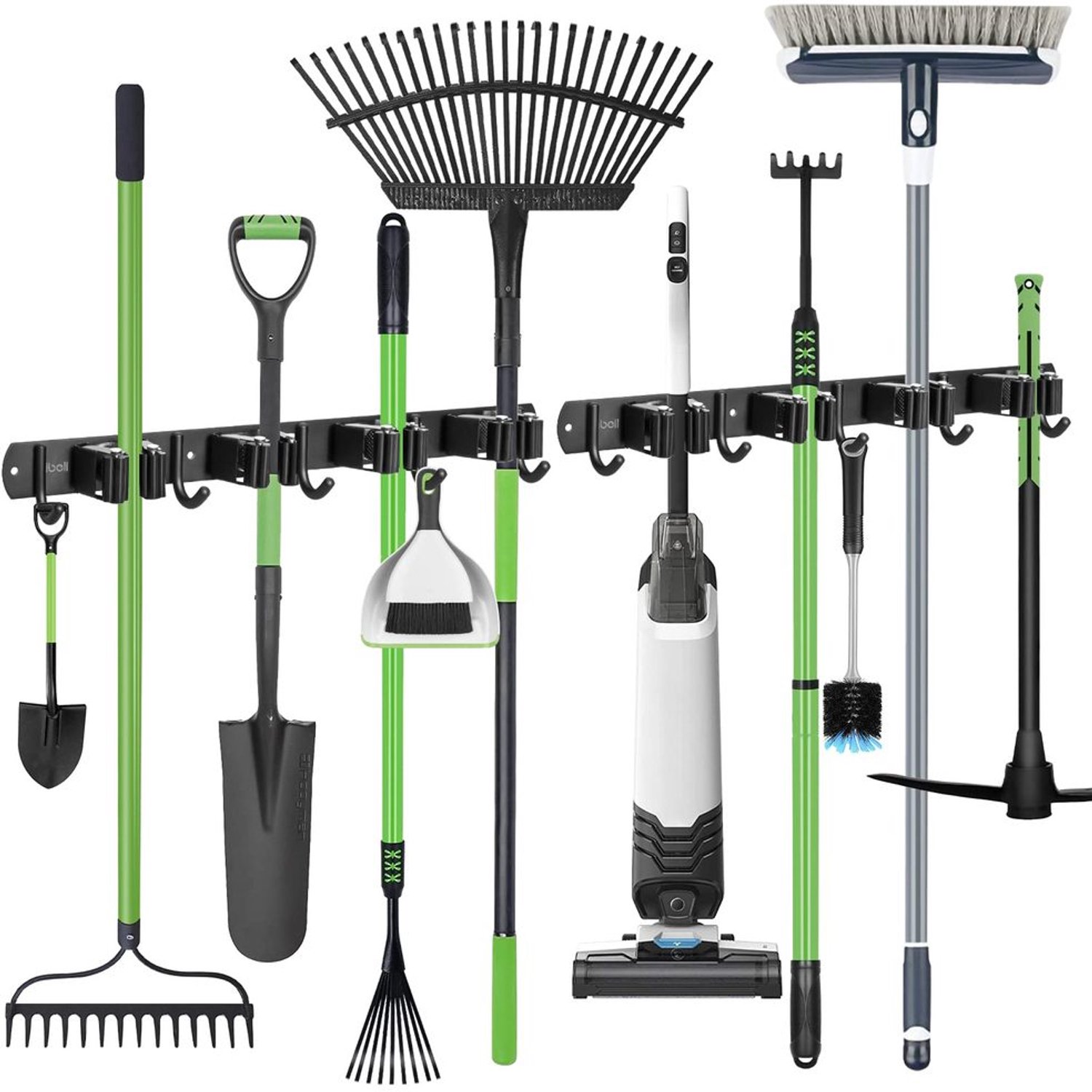 Set van 2 Wandbeugels voor Brooms met 8 Compartimenten en 10 Haken