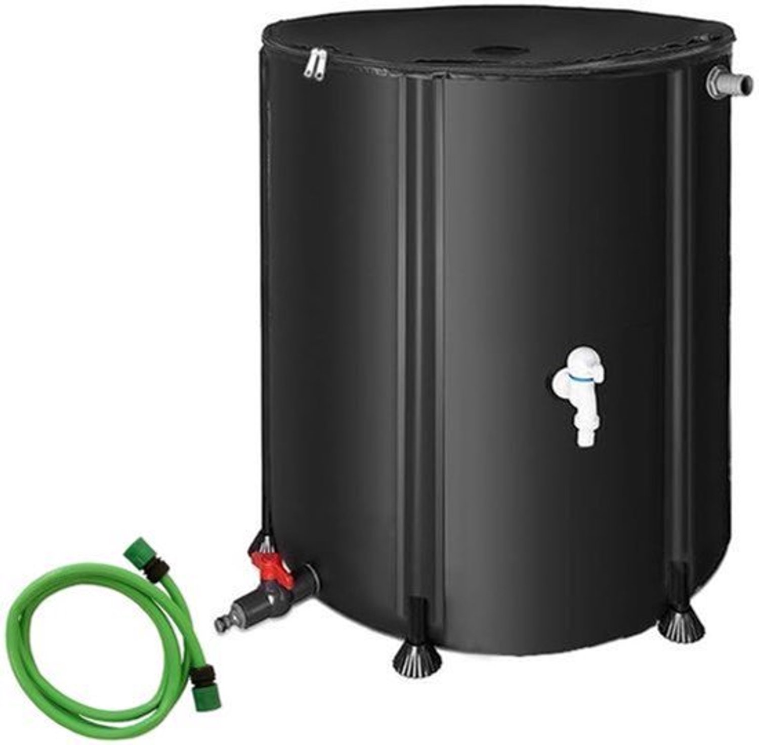 Regenton Opvouwbaar - 500 Liter Capaciteit - Kunststof Zwart - Rond - Voor Tuin Irrigatie