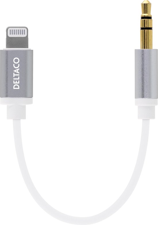 DELTACO IPLH-264 Apple Lightning naar 3,5mm (male) jack adapter - MFi - Wit  | bol.com