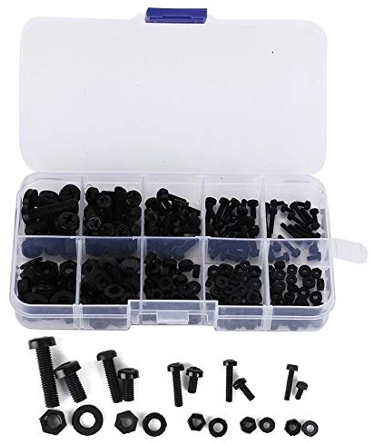 Moer Set 270-delig - Nylon Moeren/Ringen - Zeskantmoeren/Schroeven - Afstandhouders - Assortiment in Doos - Lange Levensduur - Bout