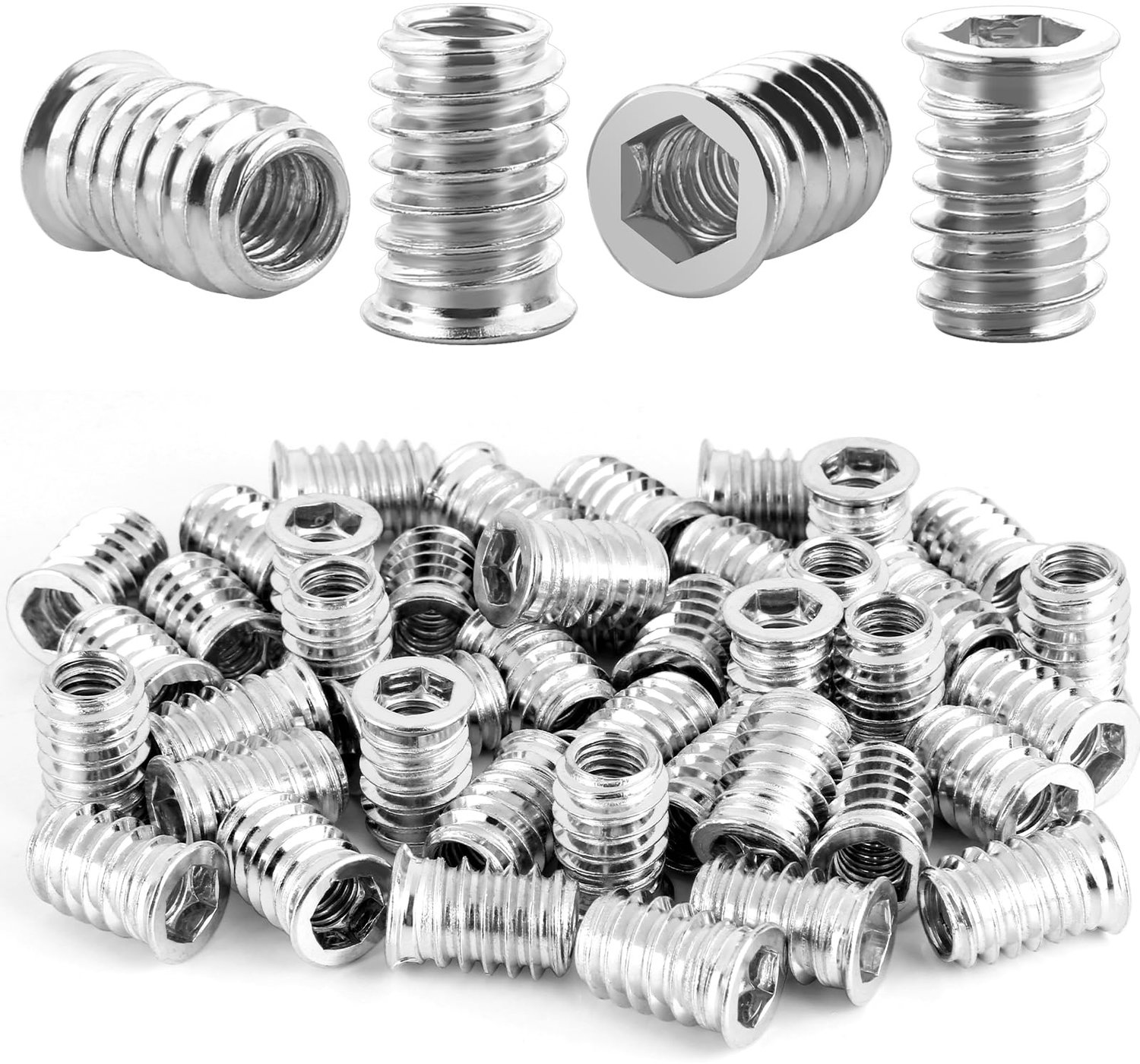 40 Stuks Inschroefmoeren M8 x 20 mm - Verzinkt Staal voor Houten Meubels