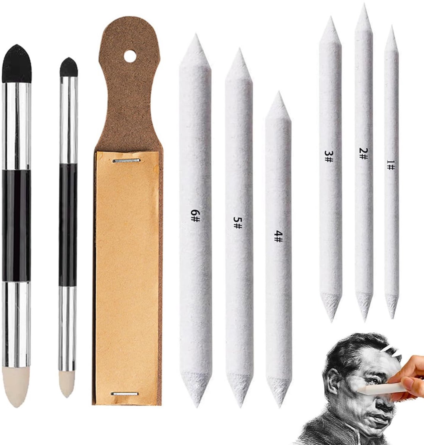 Set van 9 Dubbelzijdige Spons Pens voor Kunstenaars