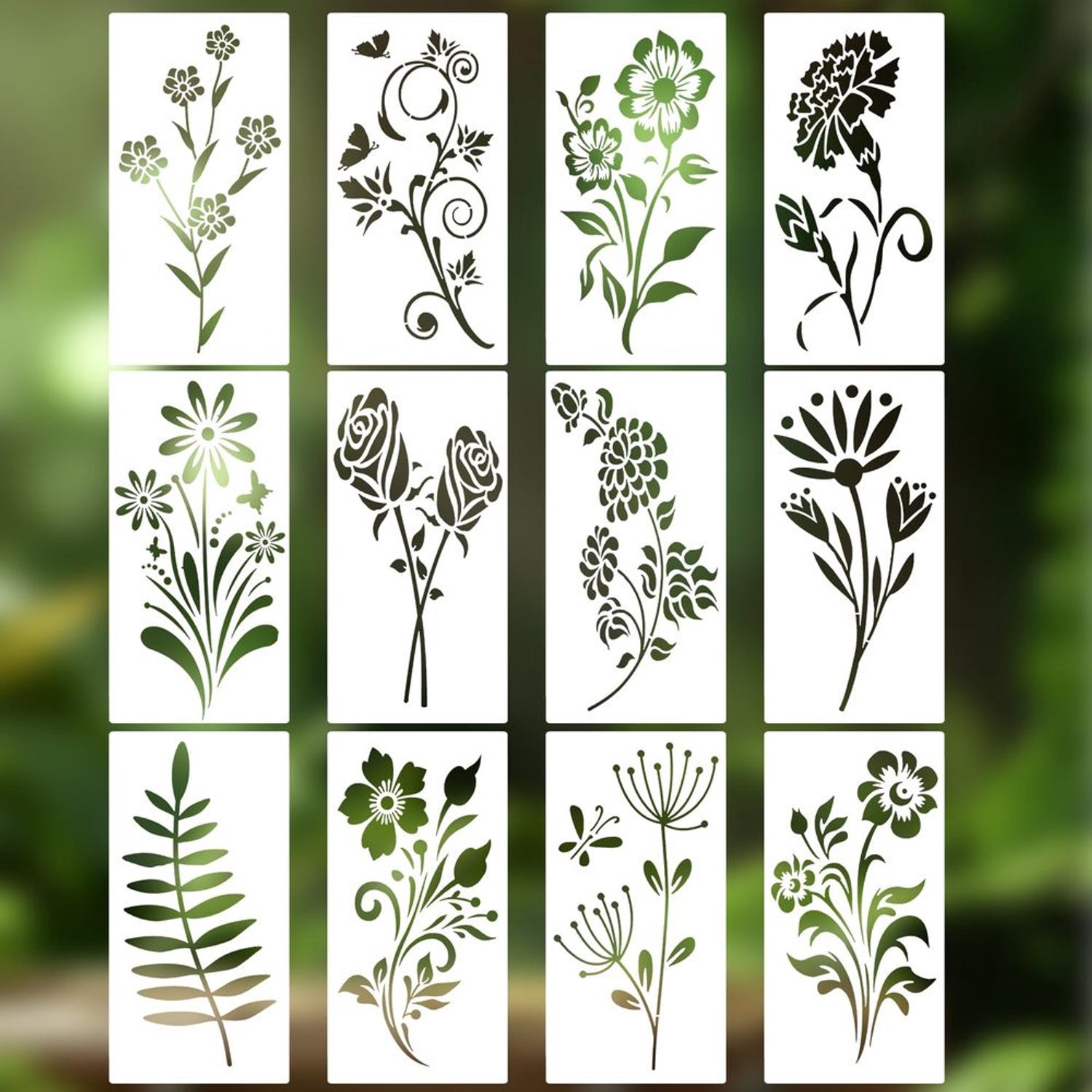 12 Stuks Herbruikbare Plantensjablonen voor Schilderen en Knutselen