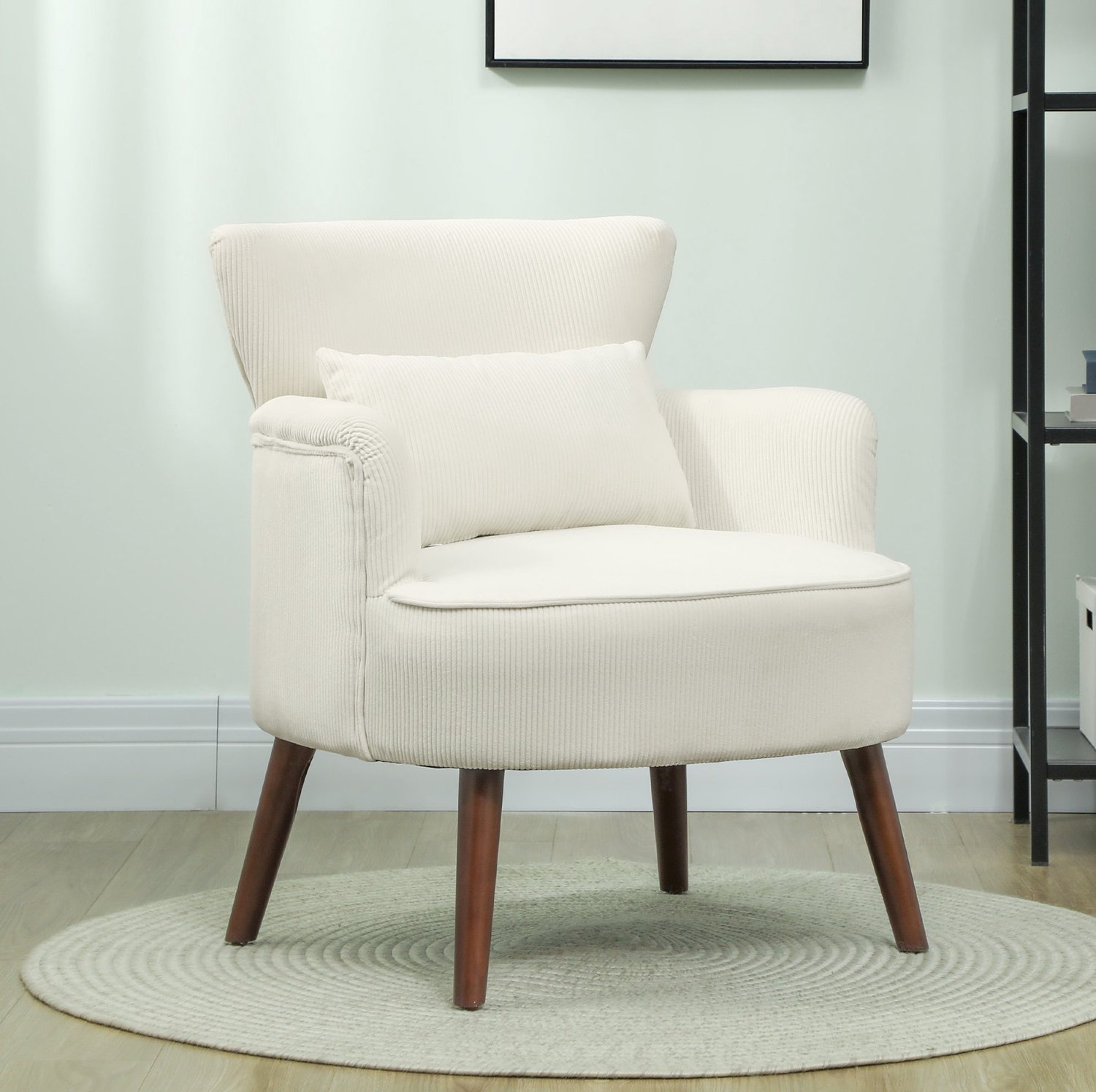 CHICFURN Fauteuil - Met wasbaar lendekussen - Met armleuningen - Crèmewit