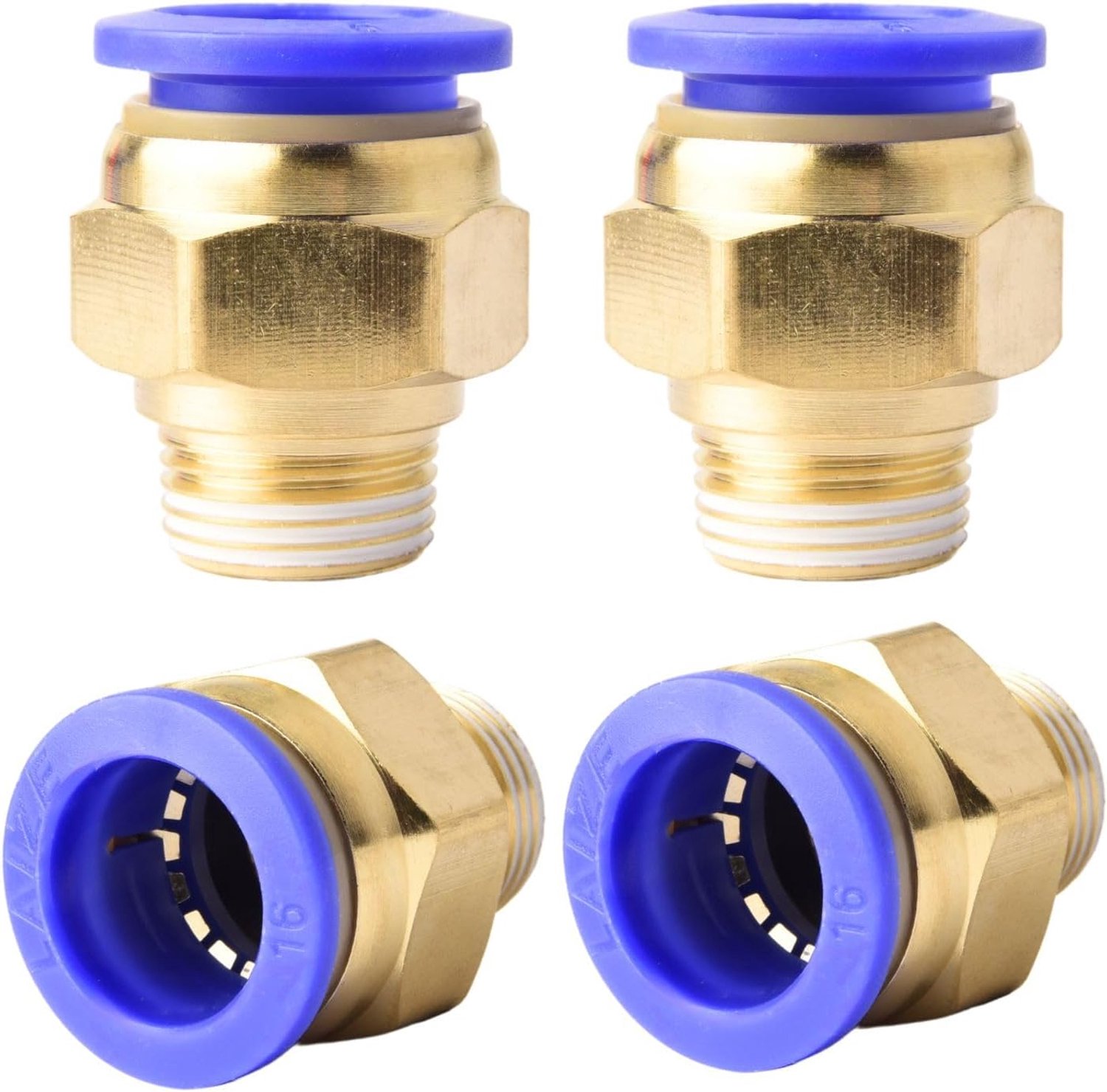 Push-in slang koppelingen 16mm 3/8" PT - koper en kunststof - hoge dichtheid - eenvoudige installatie - 4 stuks - m-winkel