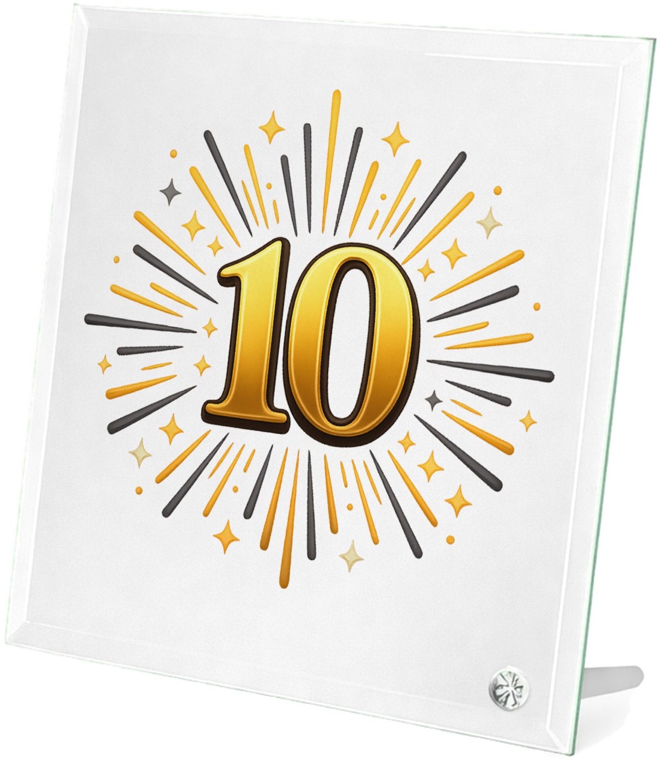 Mr Cadeautjes Glasframe 20 x 20 - design Luxe jubileum met een ander centraal symbool en een stralend | cadeau Wit