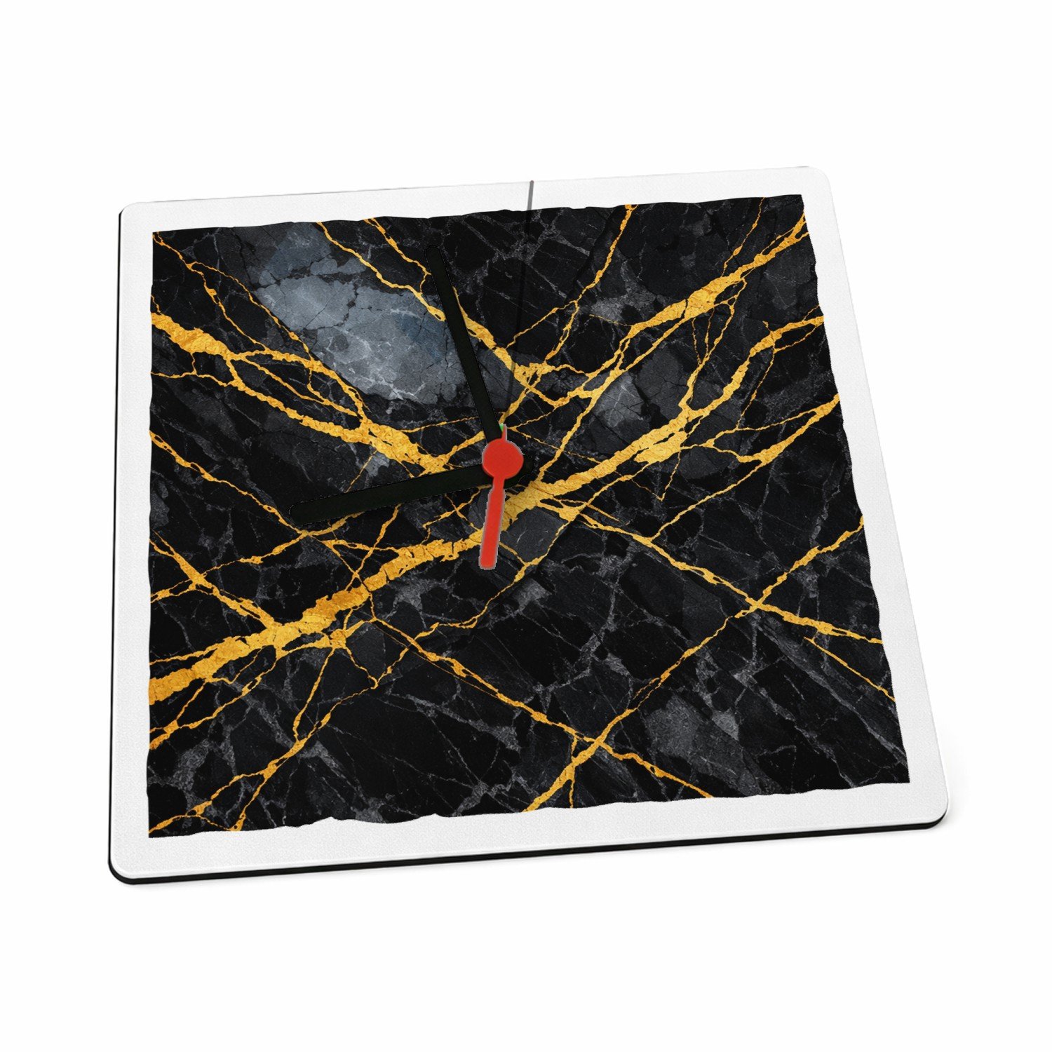 Mr Cadeautjes Klok 19 x 19 - design Luxe nachtelijke steentextuur met subtiele botanische glans | cadeau Wit