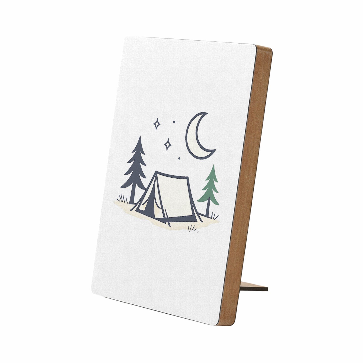 Mr Cadeautjes Glasframe/MDF 12,7 x 17,8 - design Minimalistische campingnacht met een kalme, speelse typograf | cadeau Wit