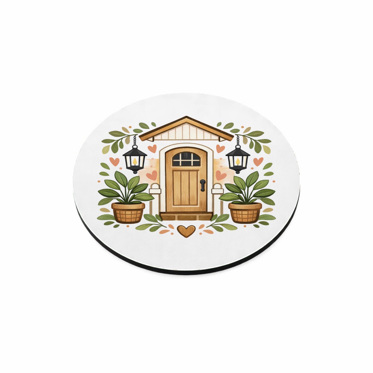 Mr Cadeautjes MDF magnetische fotolijst rond Ø 9,5 - design Familie-entree met speelse botanische omlijsting | cadeau Wit