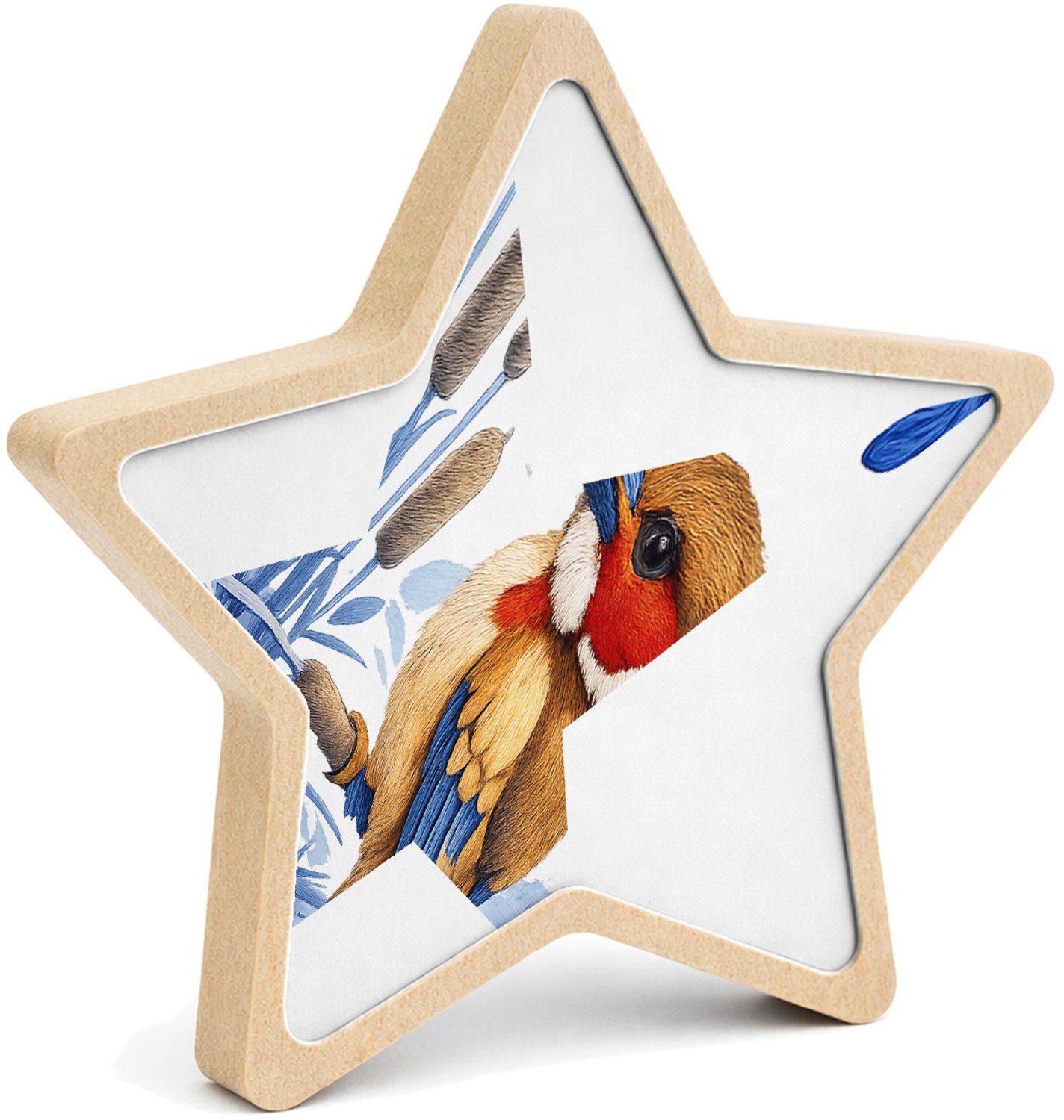 Mr Cadeautjes MDF fotolijst ster 14 x 13,5 - design Elegante zeedier-illustratie met porseleinen rand | cadeau Wit