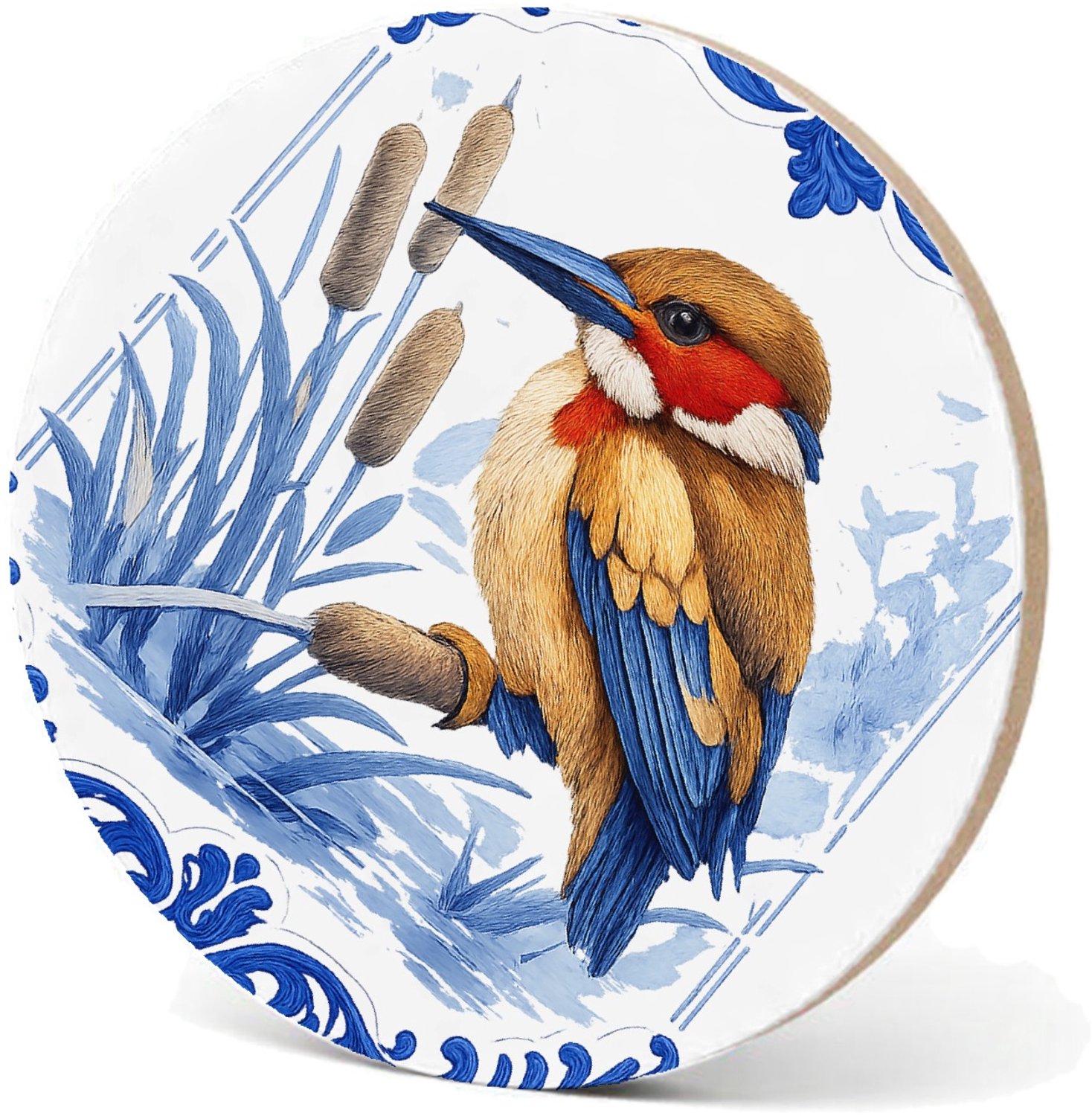 Mr Cadeautjes MDF fotolijst - design Elegante zeedier-illustratie met porseleinen rand | cadeau Wit