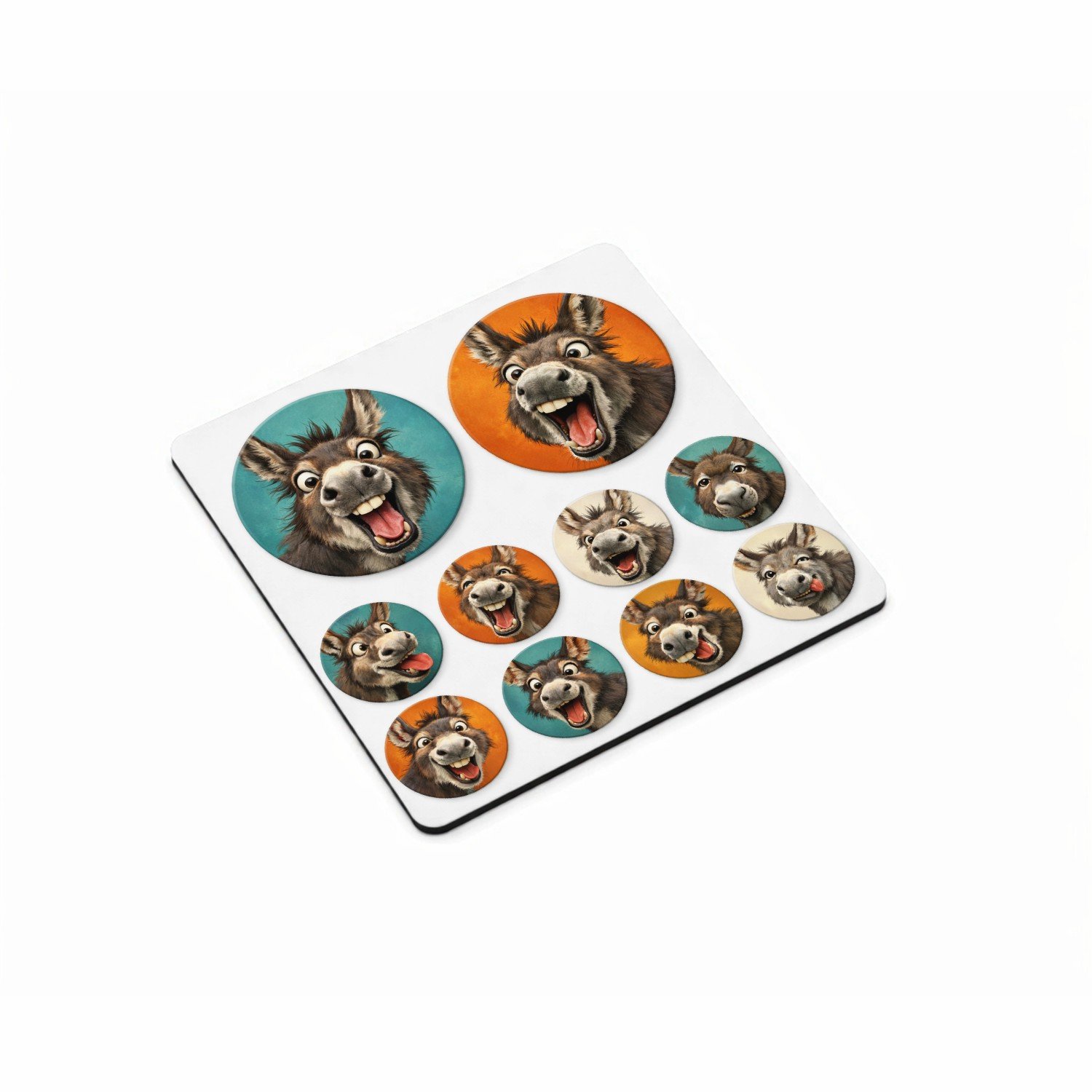 Mr Cadeautjes MDF magnetische fotolijst vierkant 9,5 - design Ronde set met grillige kippen- of hanenkoppen in een speelse | cadeau Wit
