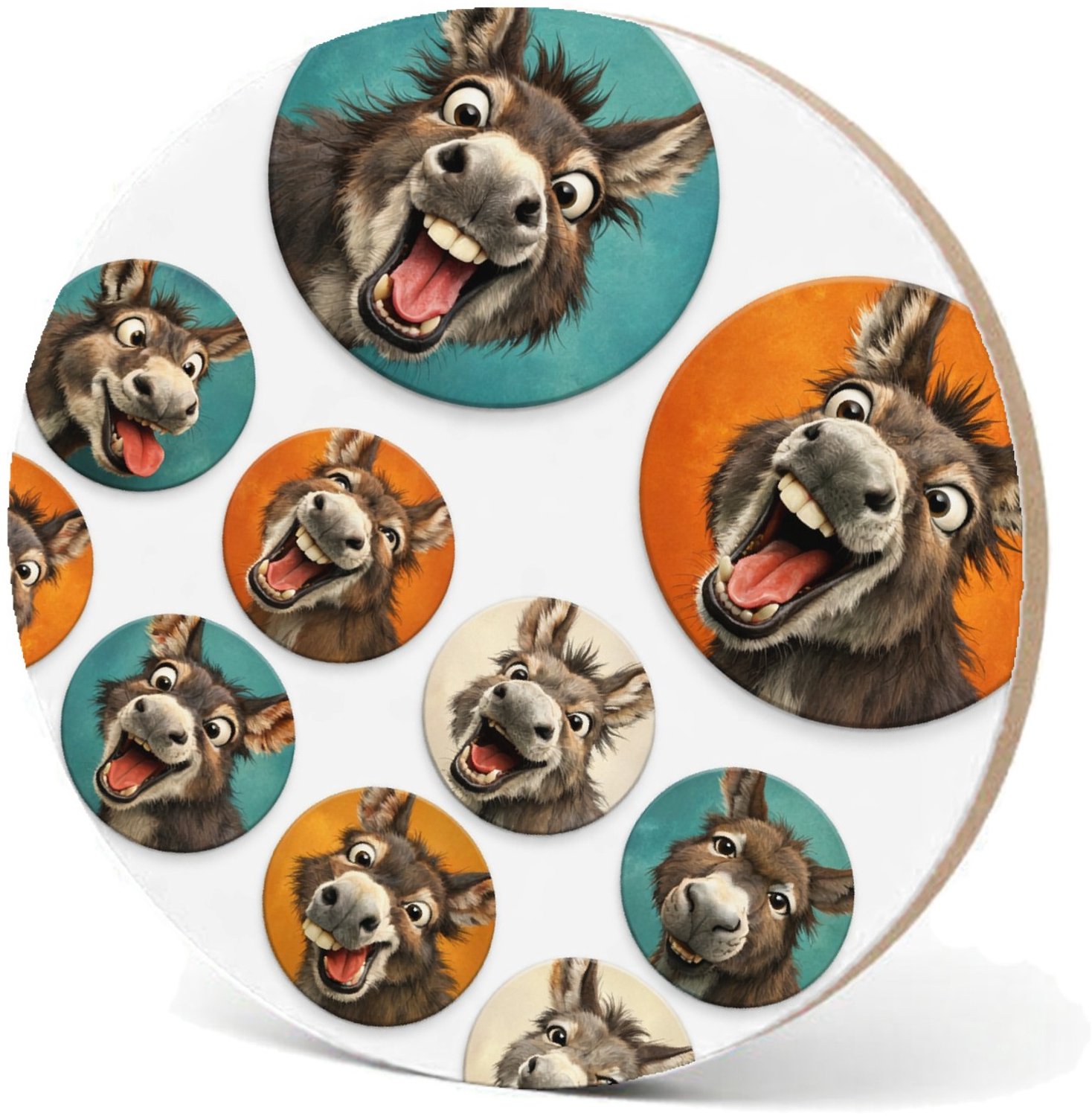 Mr Cadeautjes MDF fotolijst - design Ronde set met grillige kippen- of hanenkoppen in een speelse | cadeau Wit