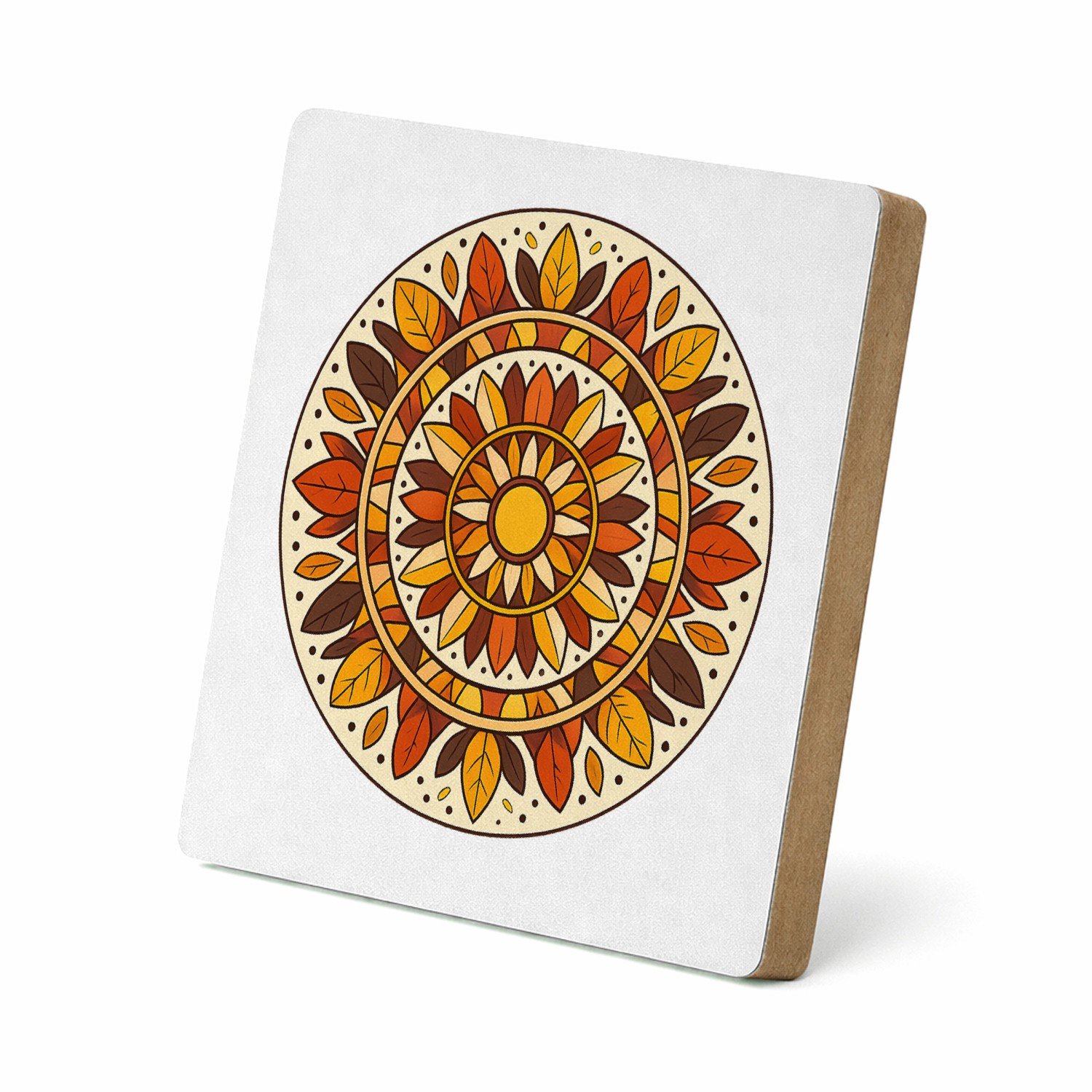 Mr Cadeautjes MDF staande fotolijst 15,2 x 15,2 - design Ronde zonnewaaier met botanische rust | cadeau Wit