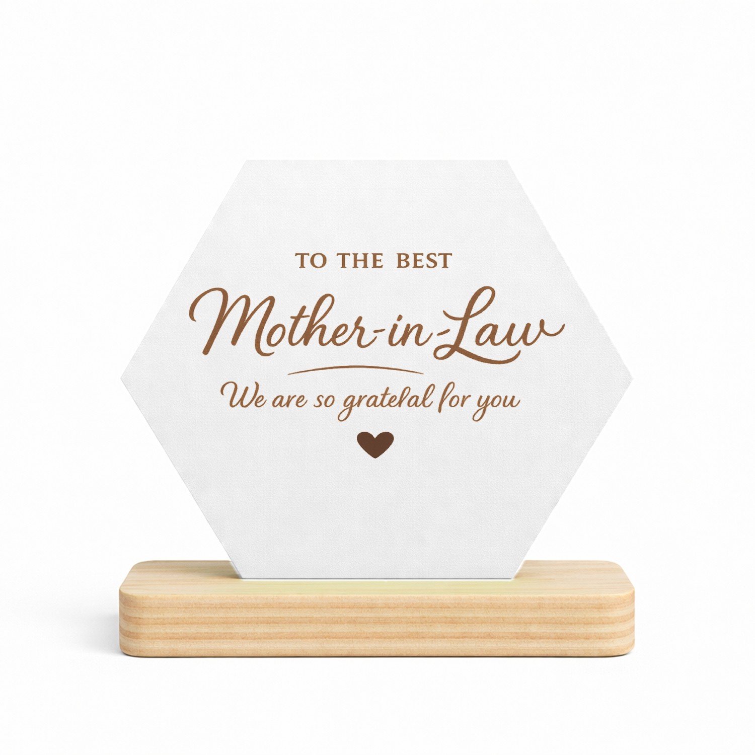 Mr Cadeautjes MDF fotolijst/inleg hexagon 14 x 13 - design Een warme typografische cadeauboodschap voor een andere fami | cadeau Wit