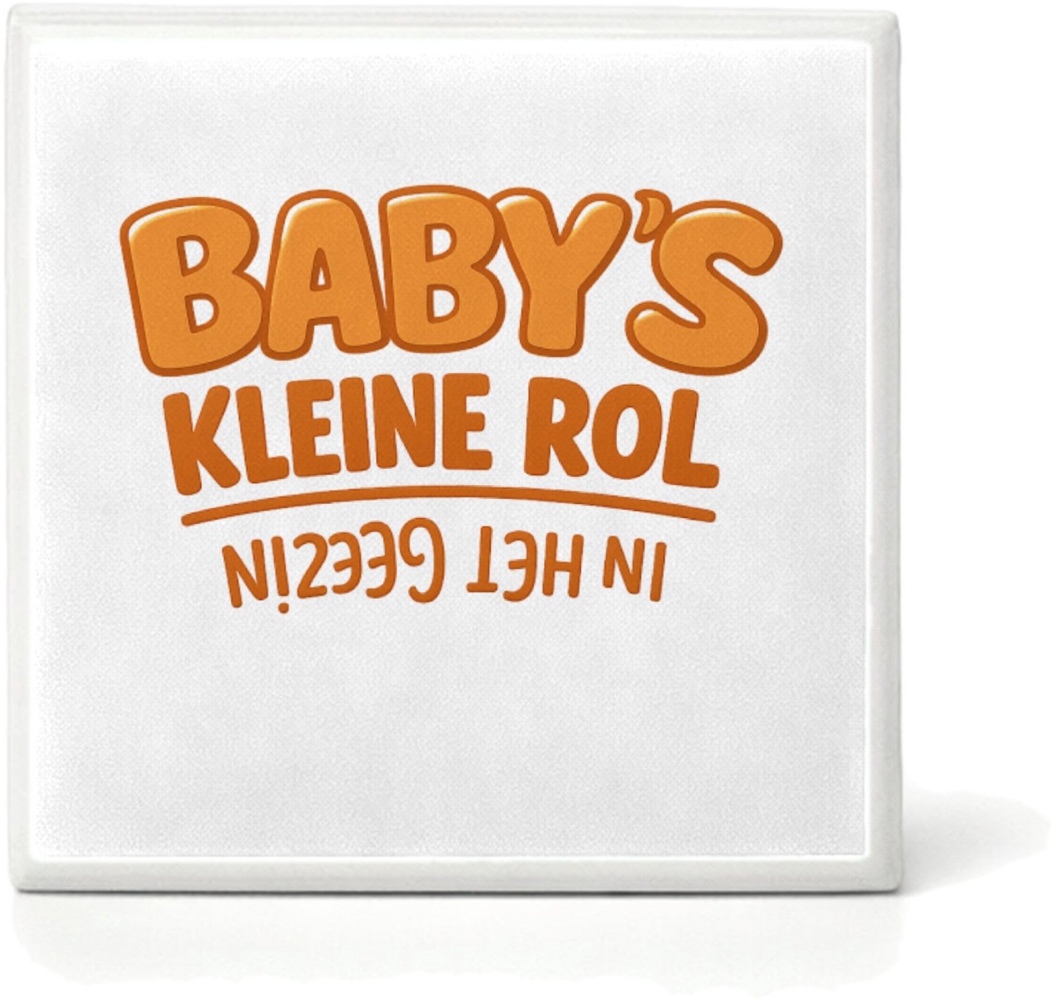 Mr Cadeautjes Mini tegeltje Humoristische babyboodschap met omgekeerde typografie - 4,8 x 4,8 cm, keramiek - mozaiek, diy, decoratie | cadeau Wit