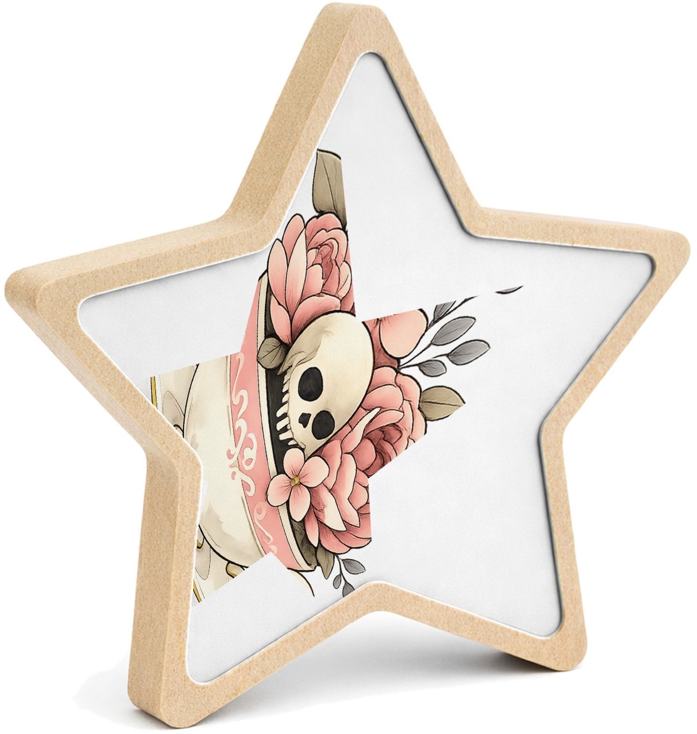 Mr Cadeautjes MDF fotolijst ster 14 x 13,5 - design Een vrolijk botanisch contrast tussen iets zachts en iets on | cadeau Wit